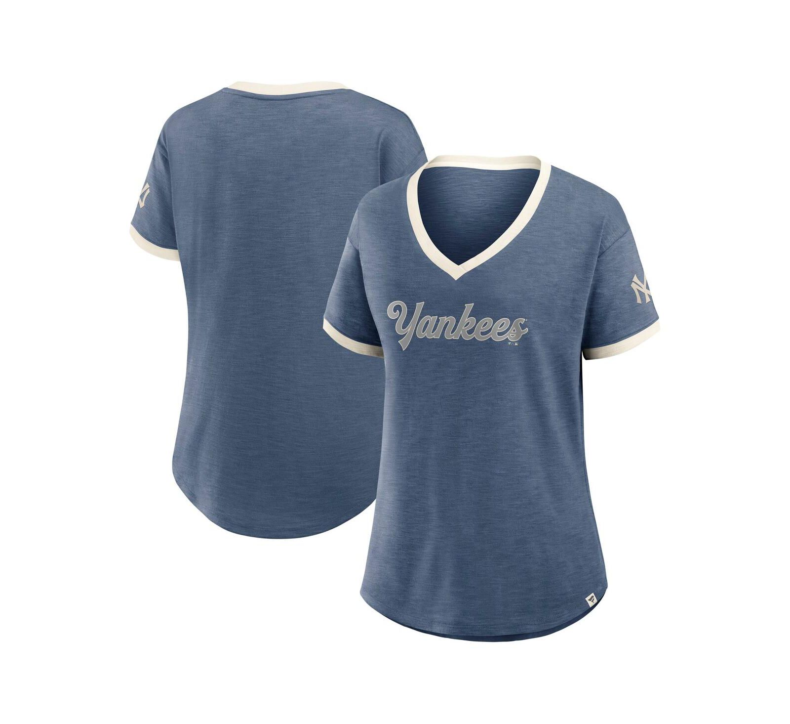 Fanatics Women's Navy New York Yankees Cooperstown Collection Vintage Play V-Neck T-Shirt