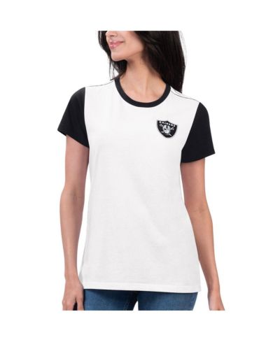 G-III 4Her by Carl Banks Women's White/Black Las Vegas Raiders Fashion Illustration T-Shirt