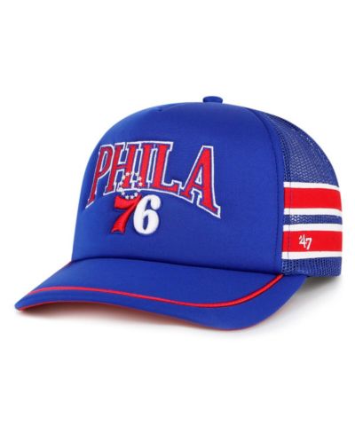 Мужская бейсболка '47 Brand Philadelphia 76ers Sidebrand Stripes Trucker регулируемая, синяя