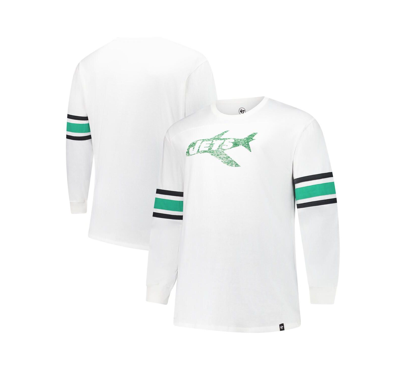 Мужская футболка '47 Brand White New York Jets Big & Tall Premier Brex Long Sleeve