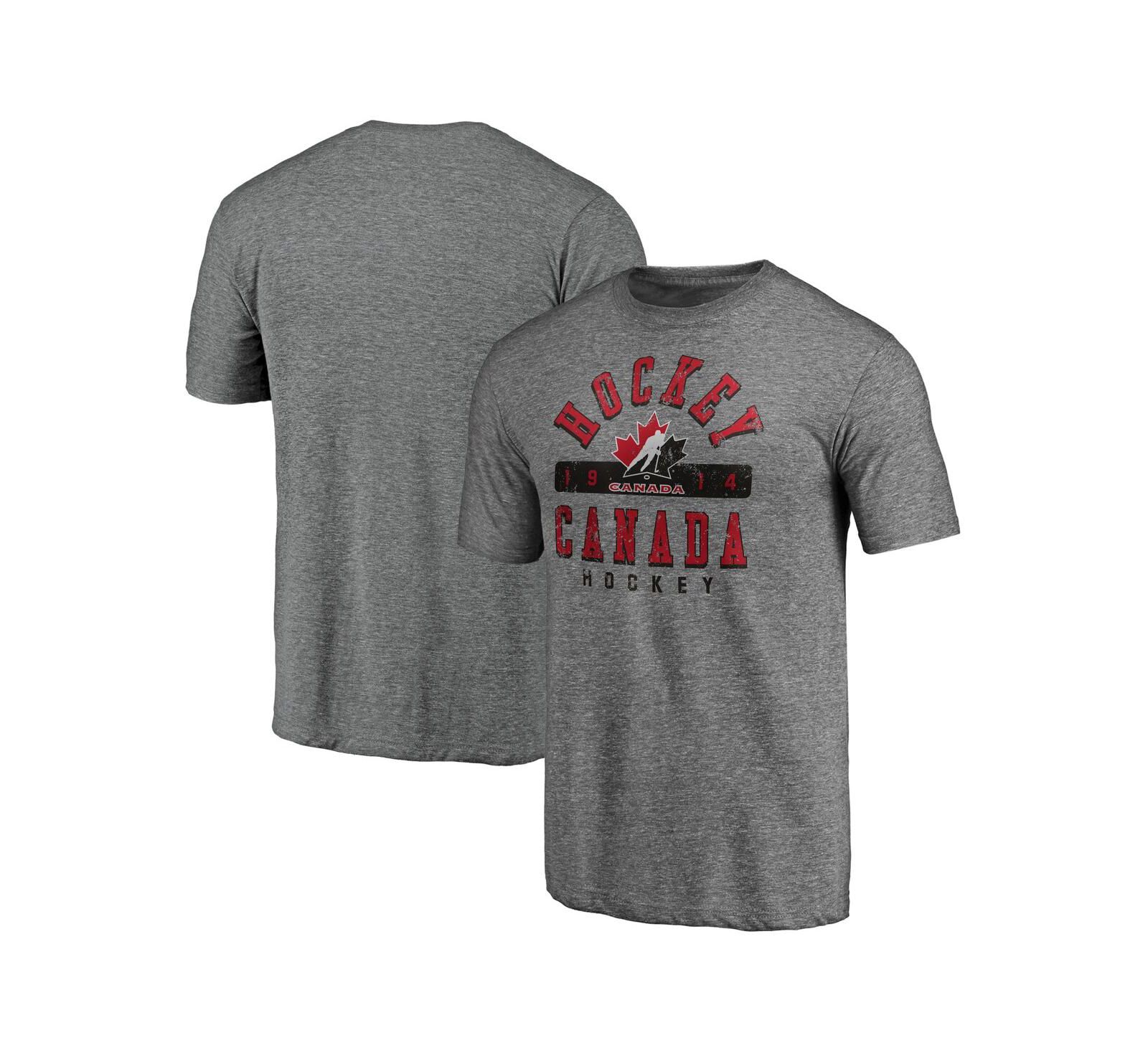 Мужская футболка Fanatics Heather Gray Hockey Canada Drop the Gloves Tri-Blend