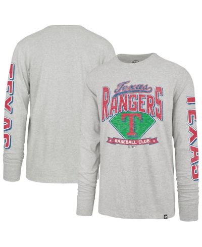 '47 Brand Men's Gray Texas Rangers Big & Tall Distressed Franklin Long Sleeve T-Shirt