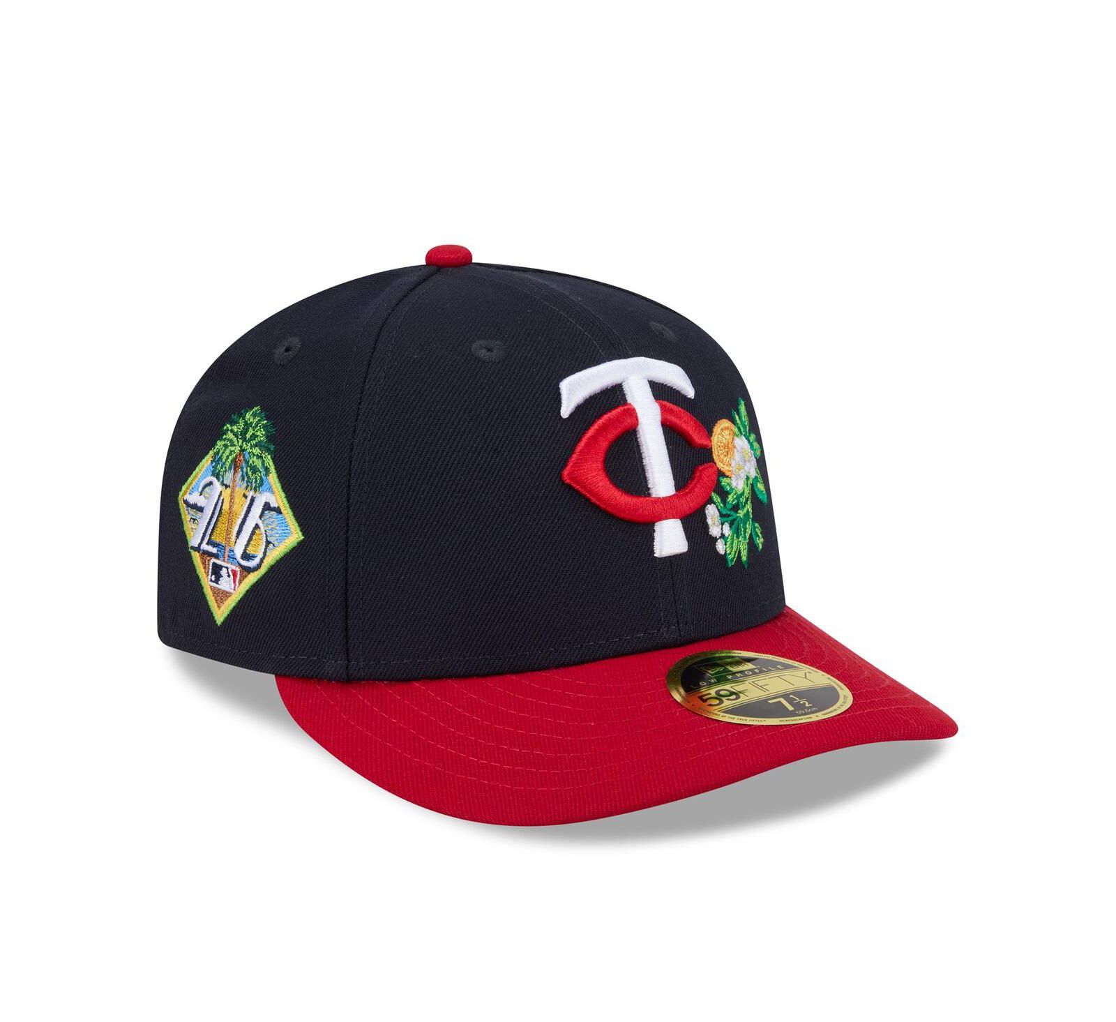 Мужская кепка New Era Minnesota Twins 2026 Spring Training Low Profile 59FIFTY Fitted, navy/red