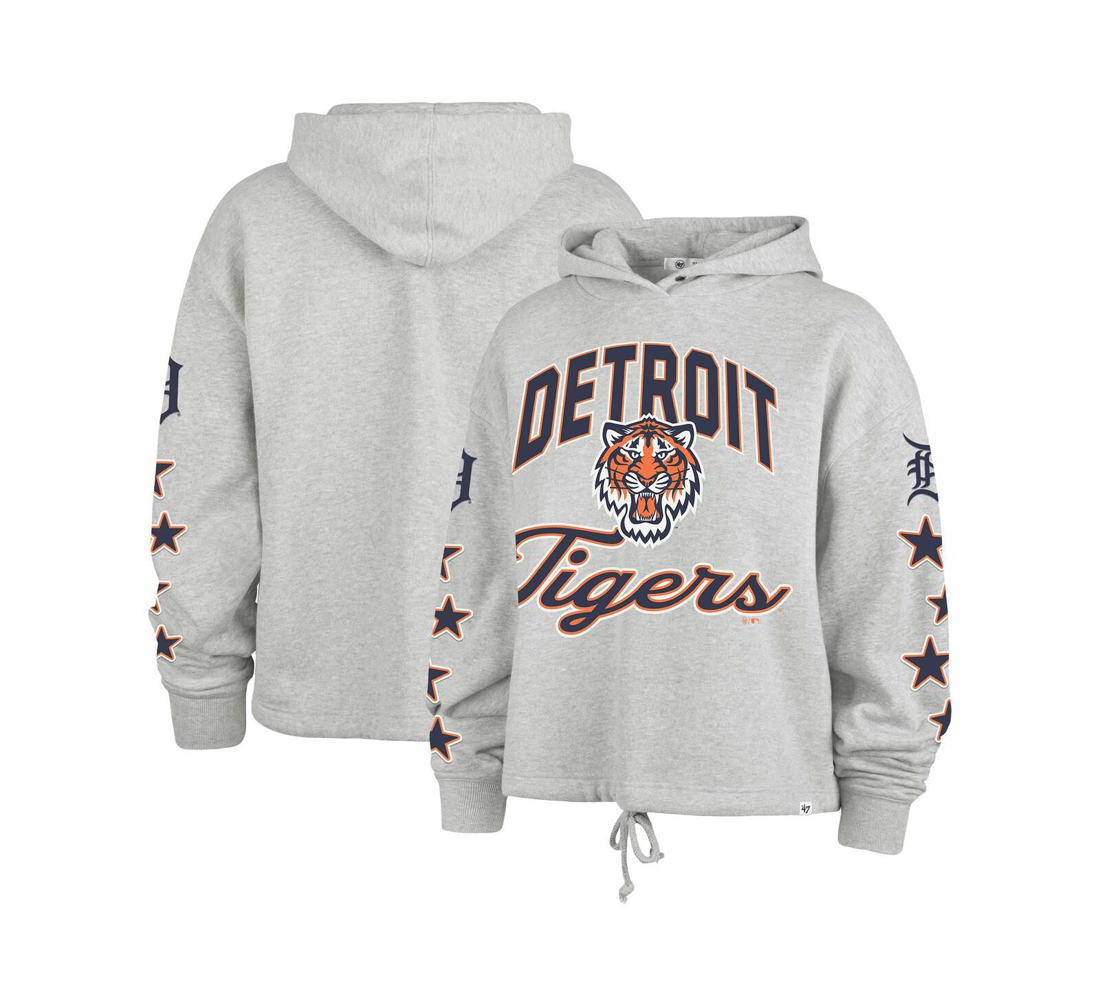 Женское худи '47 Brand Detroit Tigers Starry Eye, цвет Heather Gray, Plus Size
