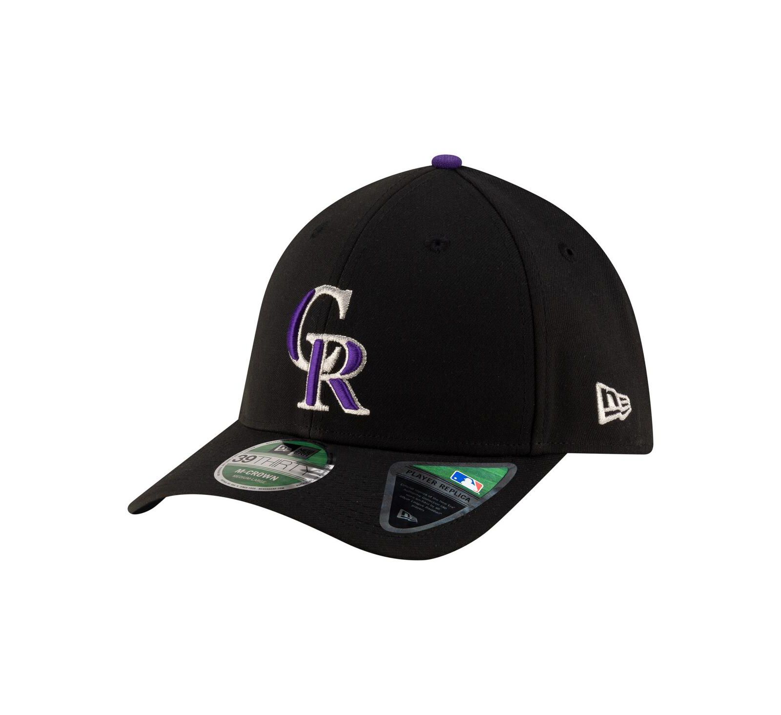 New Era Men's Black Colorado Rockies Player Replica 39THIRTY M-Crown Flex Hat