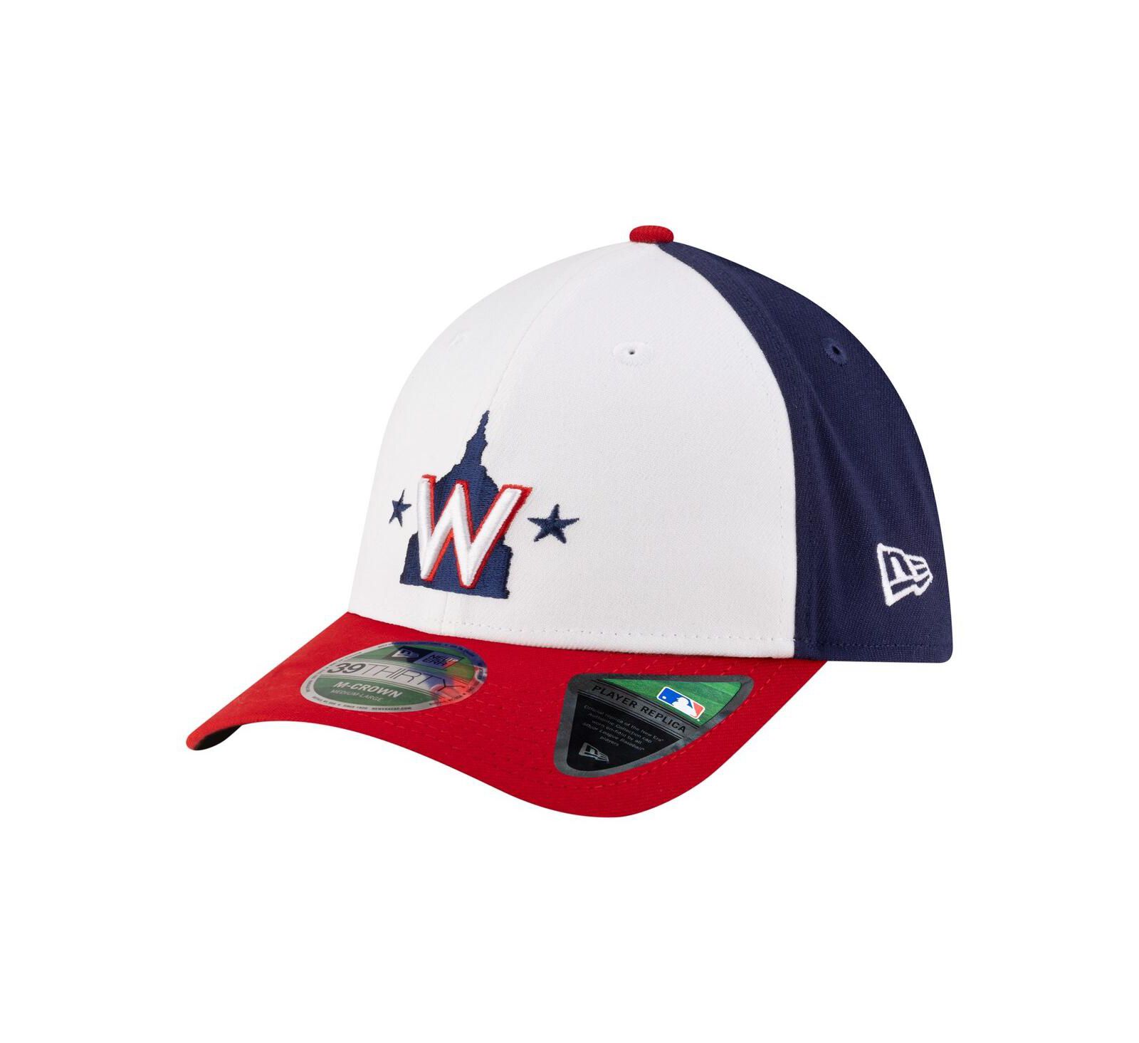 New Era Мужская кепка White Washington Nationals Player Replica 39THIRTY M-Crown Flex