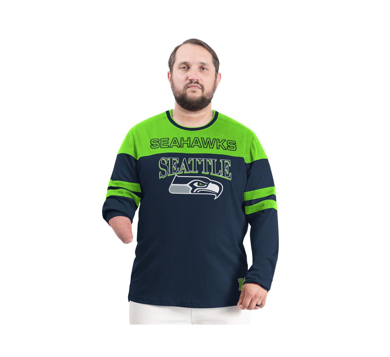 Футболка G-III Sports by Carl Banks Men's College Navy/Neon Green Seattle Seahawks Adaptive Outlast Long Sleeve