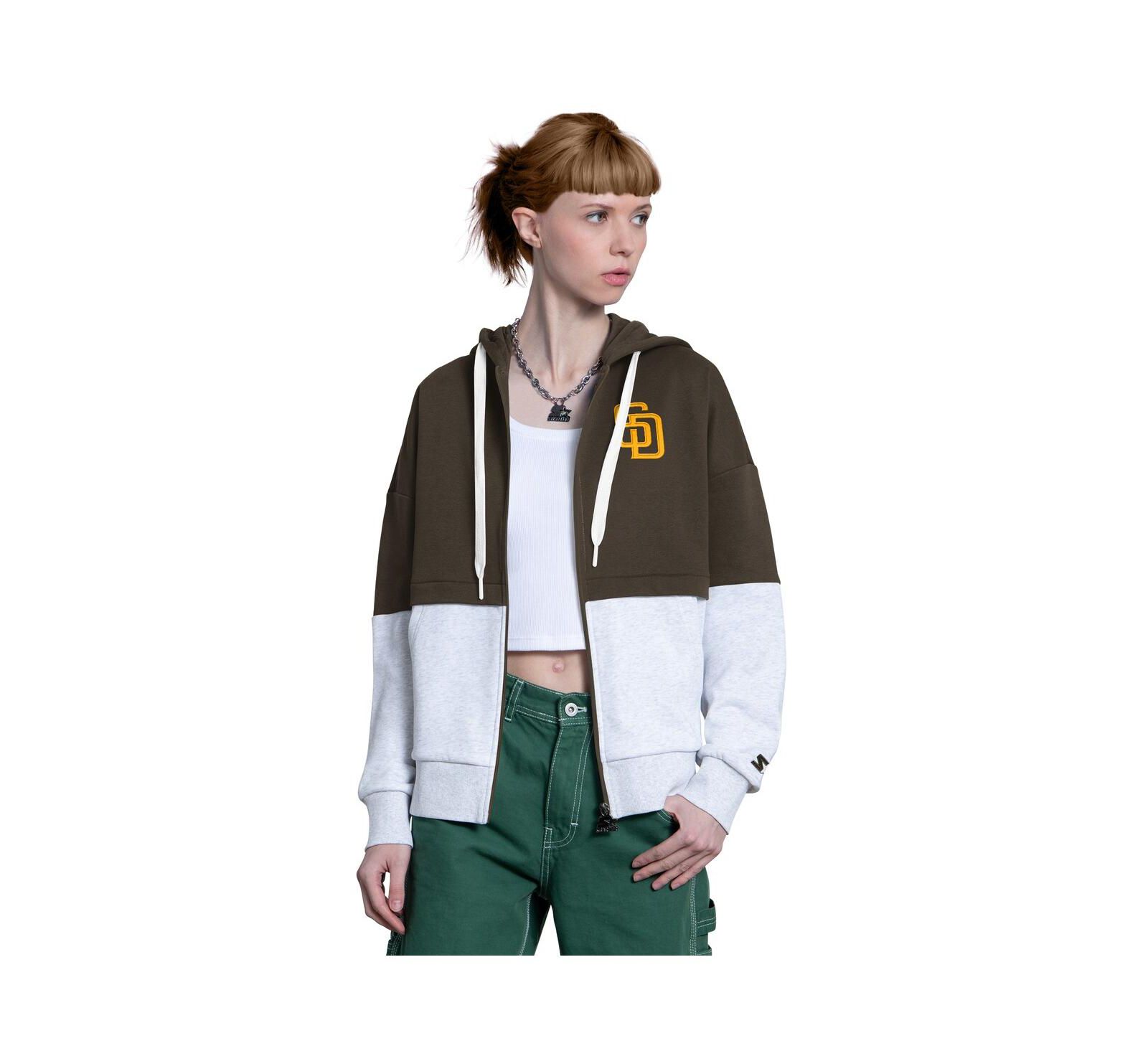 Женское худи Starter Brown/Heather Gray San Diego Padres Wishbone Full-Zip