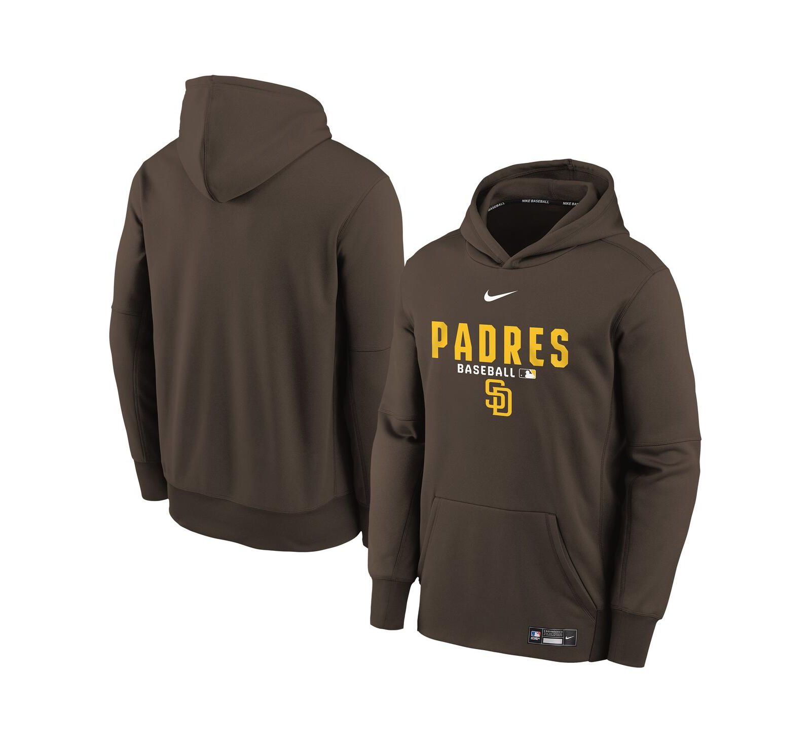 Худи Nike Therma-FIT для мальчиков и девочек коричневое San Diego Padres Authentic Collection