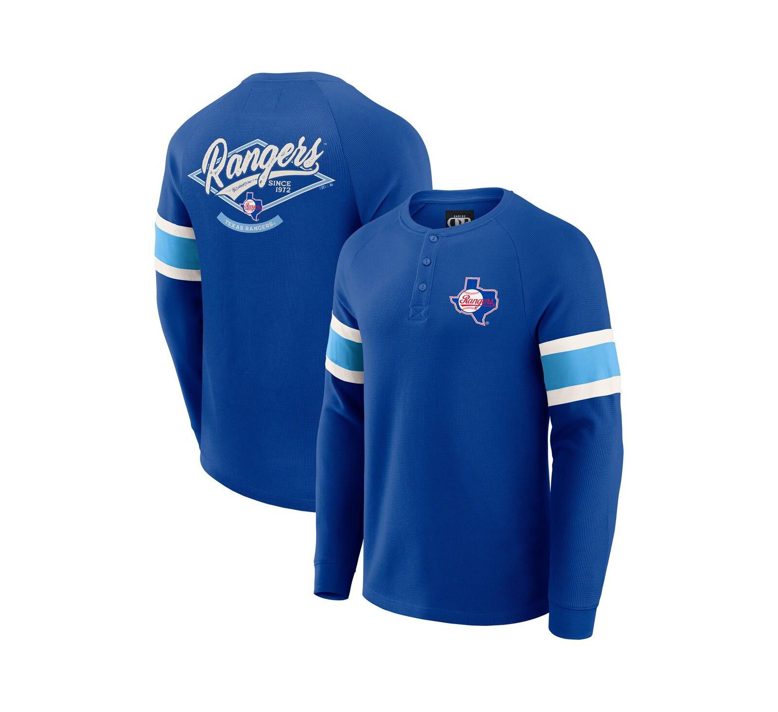 Мужская футболка Henley с длинным рукавом в стиле вафельной вязки Darius Rucker Collection By Fanatics, Royal Texas Rangers