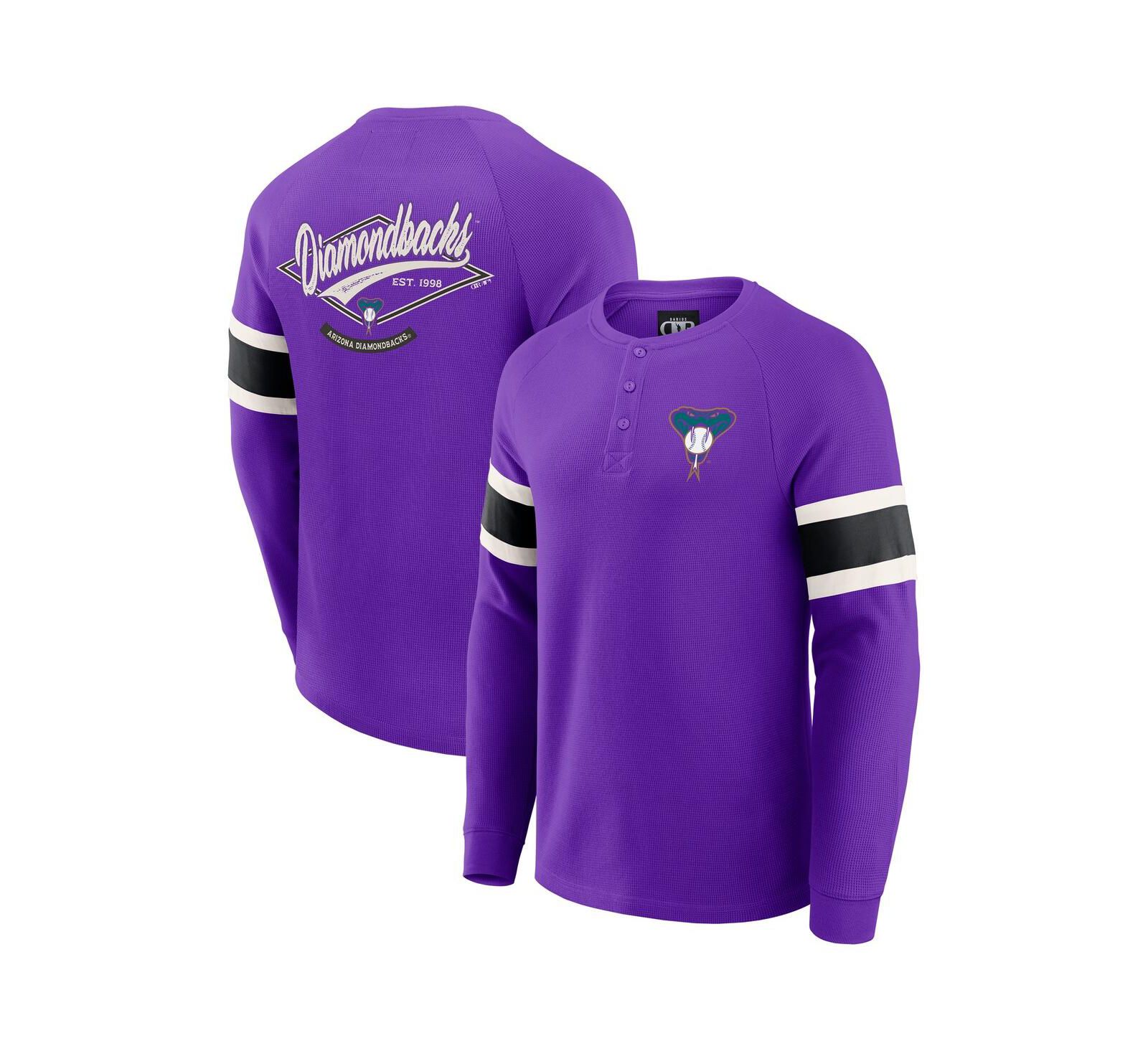 Мужская футболка Darius Rucker Collection By Fanatics Purple Arizona Diamondbacks Waffle-Knit Raglan Long Sleeve Henley