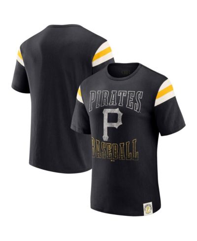 Darius Rucker Collection By Fanatics Men's Black Pittsburgh Pirates Distressed Sleeve Stripe T-Shirt