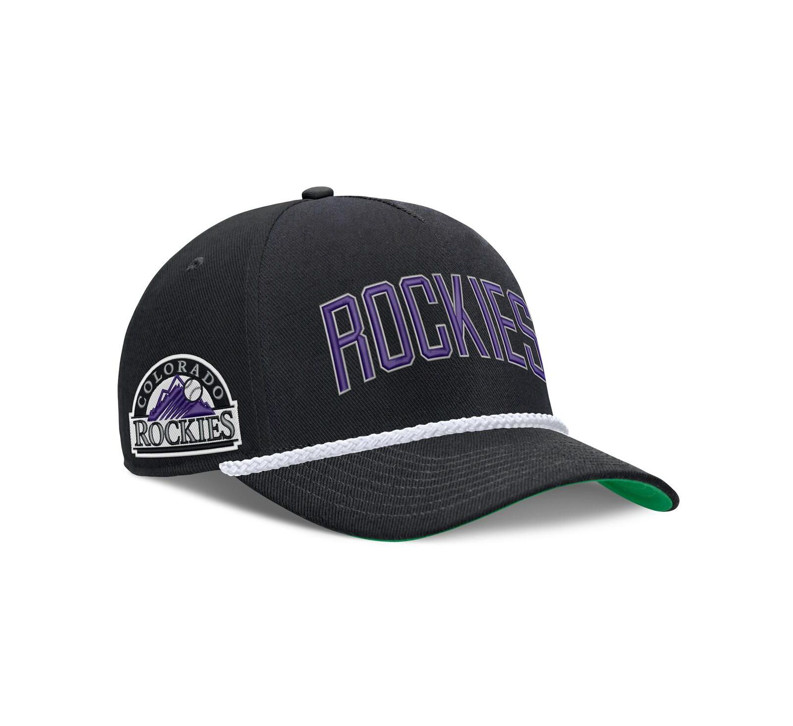 Мужская кепка Nike Black Colorado Rockies Cooperstown Collection Rise, регулируемая