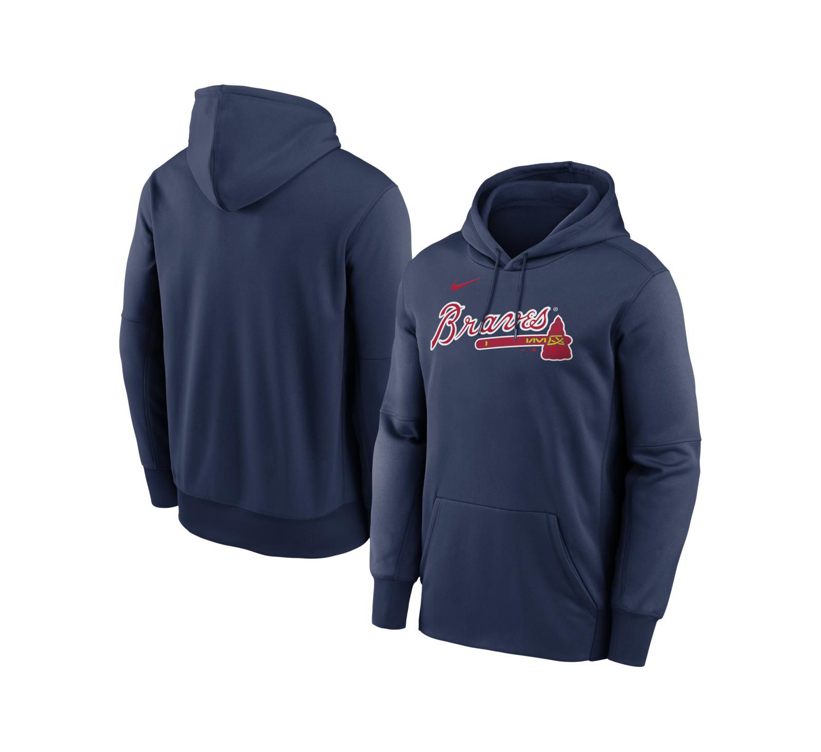 Худи Nike Men's Navy Atlanta Braves Primary Wordmark Therma