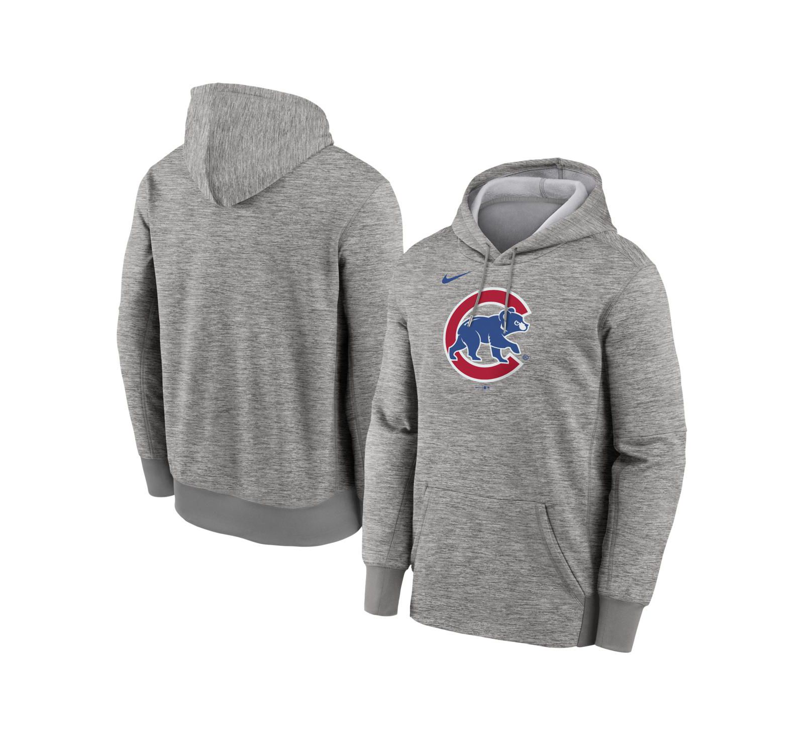 Мужское худи Nike Heather Gray Chicago Cubs Primary Logo Therma Hoodie
