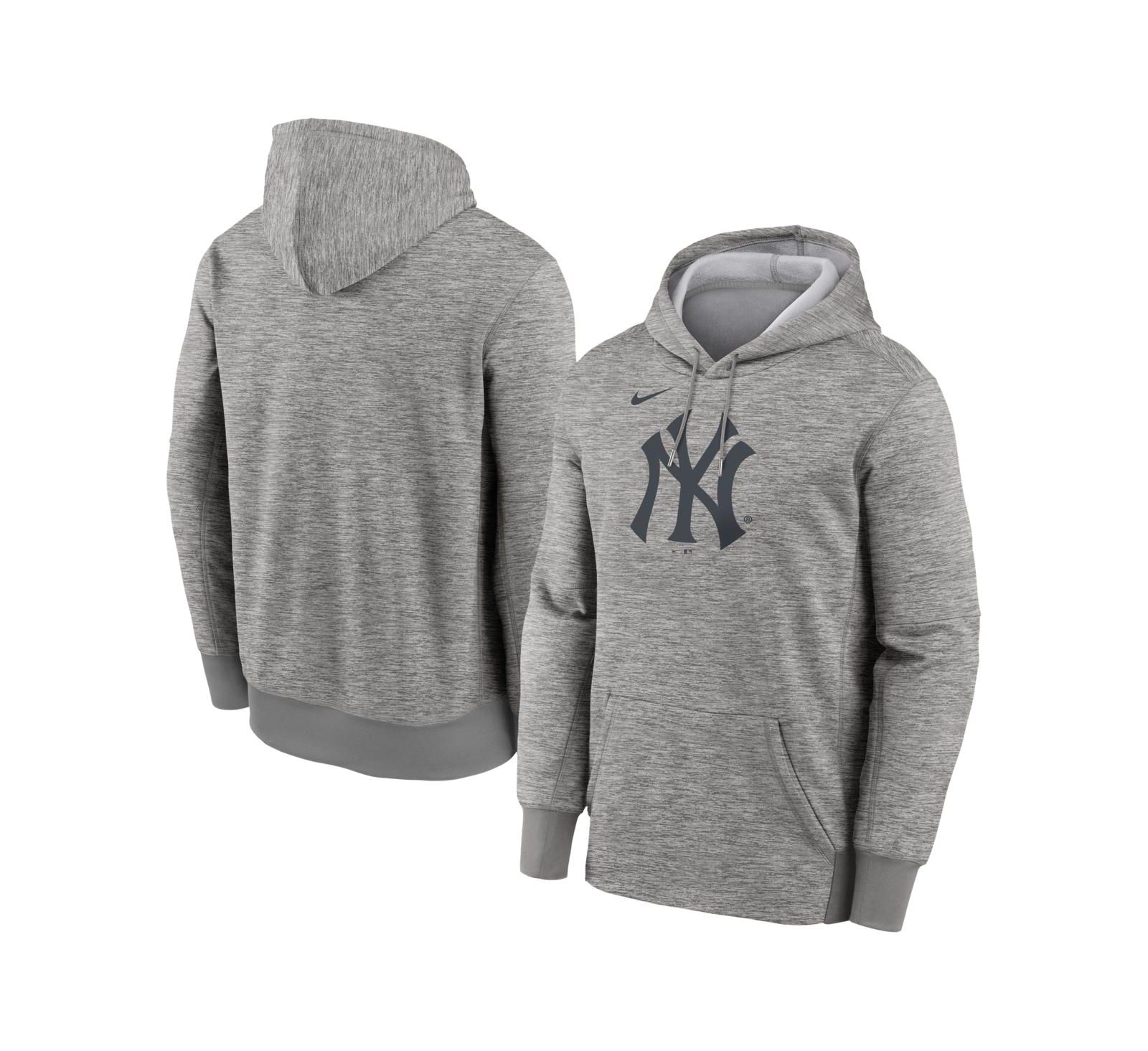 Nike Men's Heather Gray New York Yankees Primary Logo Therma Hoodie