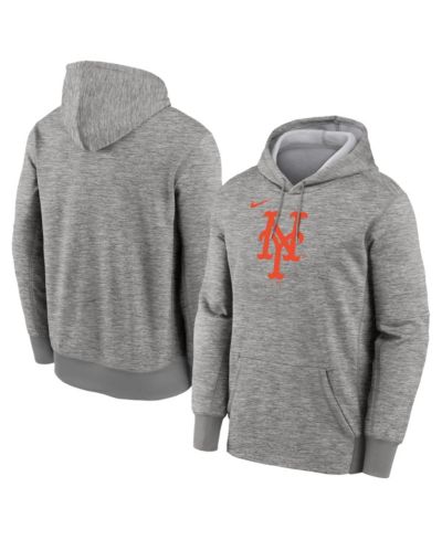Nike Men's Heather Gray New York Mets Primary Logo Therma Hoodie
