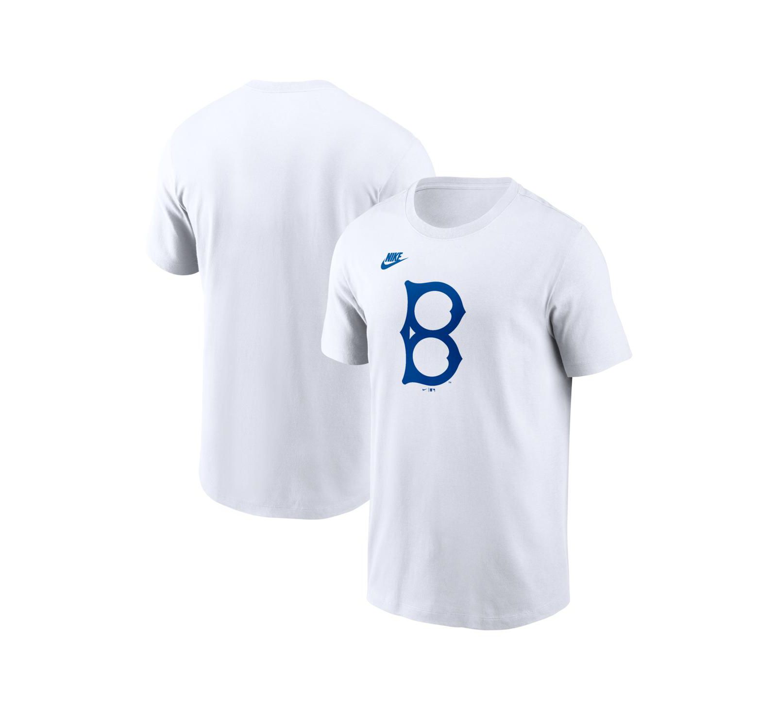 Nike Men's White Brooklyn Dodgers Cooperstown Collection Logo T-Shirt