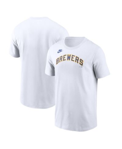 Мужская футболка Nike White Milwaukee Brewers Cooperstown Collection Wordmark