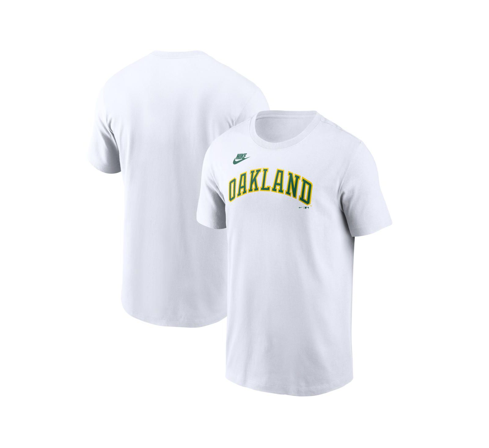Nike Men's White Oakland Athletics Cooperstown Collection Wordmark T-Shirt