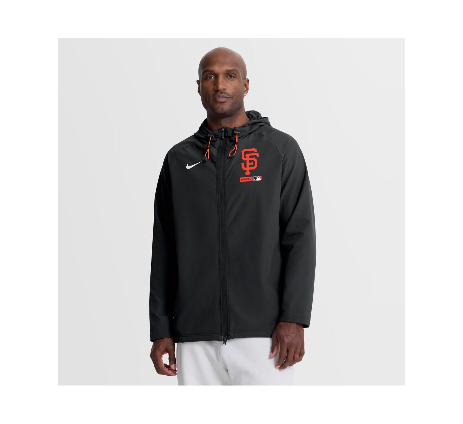 Nike Men's Black San Francisco Giants Authentic Collection Raglan Therma-FIT Full-Zip Hooded Jacket