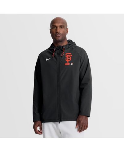 Nike Men's Black San Francisco Giants Authentic Collection Raglan Therma-FIT Full-Zip Hooded Jacket