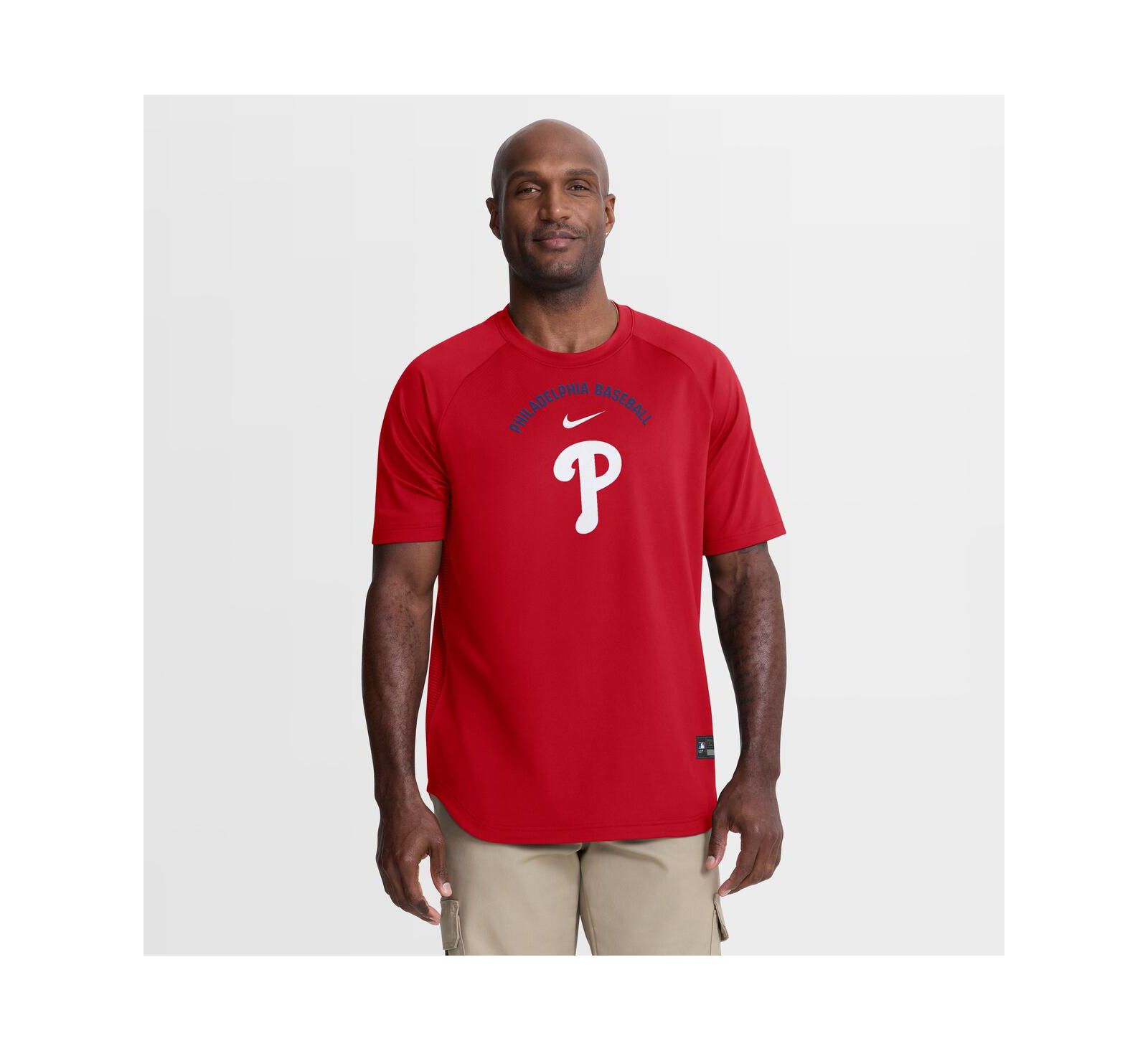 Nike Men's Red Philadelphia Phillies Authentic Collection Batting Practice Pre-Game Raglan Dri-FIT T -Shirt