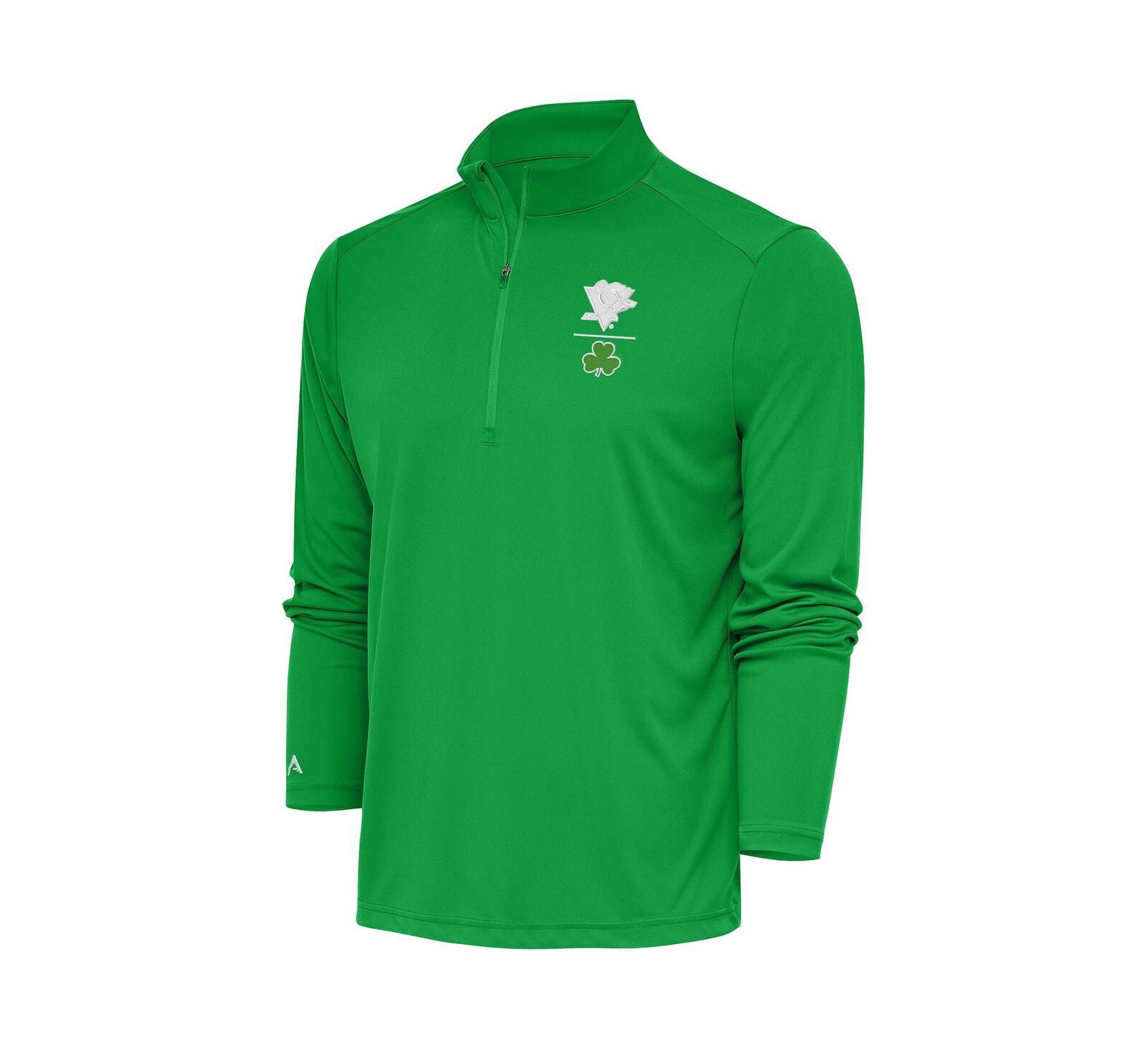 Antigua Мужской Kelly Green Pittsburgh Penguins Shamrock Tribute Quarter-Zip