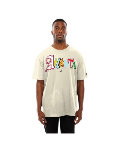 Мужская оверсайз футболка New Era Cream Atlanta Braves Ransom Note