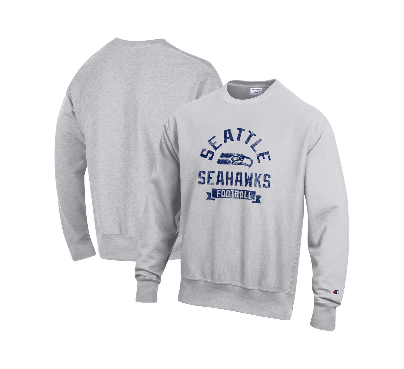 Champion мужская толстовка Seattle Seahawks Reverse Weave Fleece с коротким рукавом, серая меланж