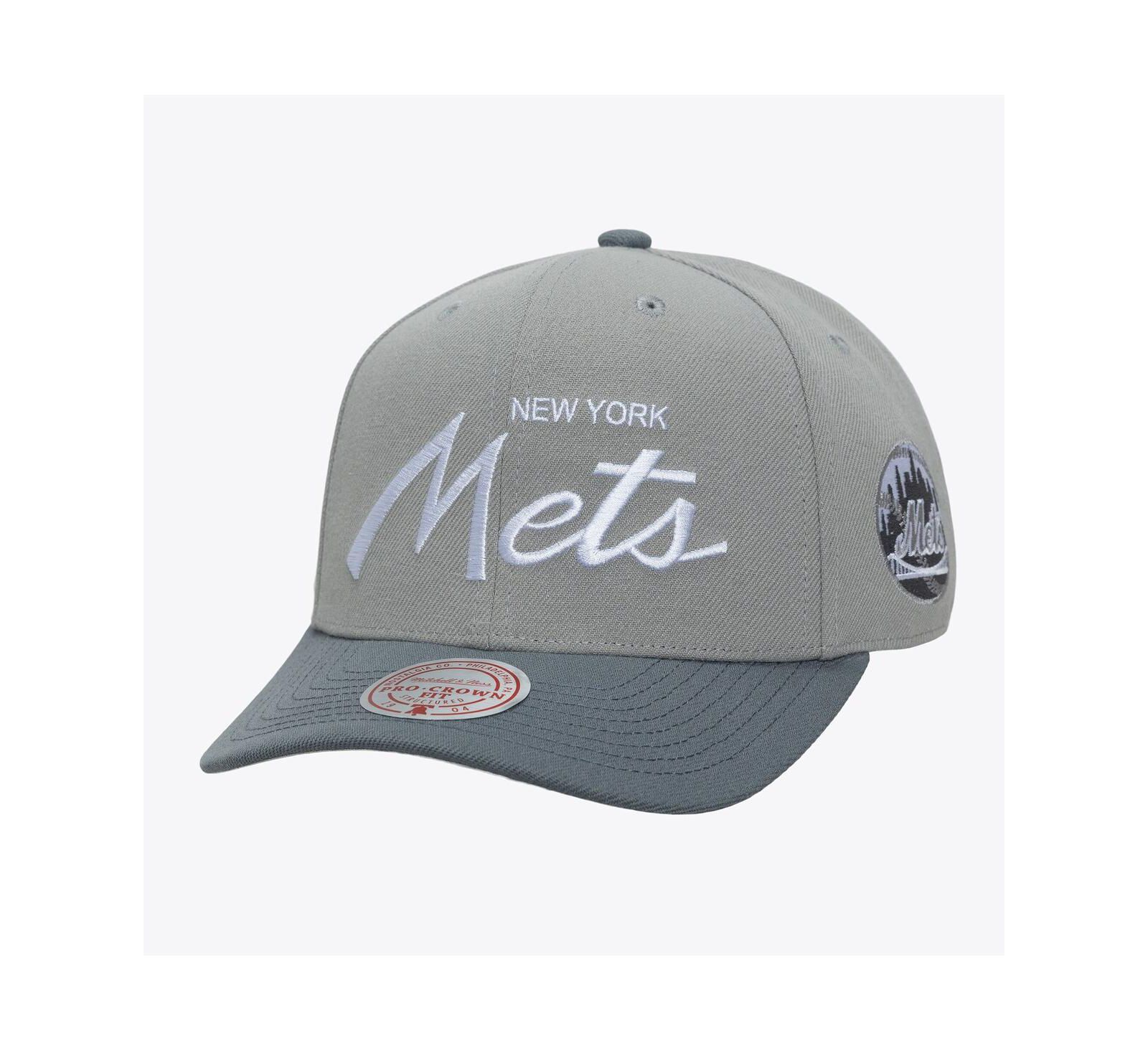 Mitchell & Ness Men's Gray New York Mets Thunderstorm Head Coach Pro-Crown Adjustable Hat