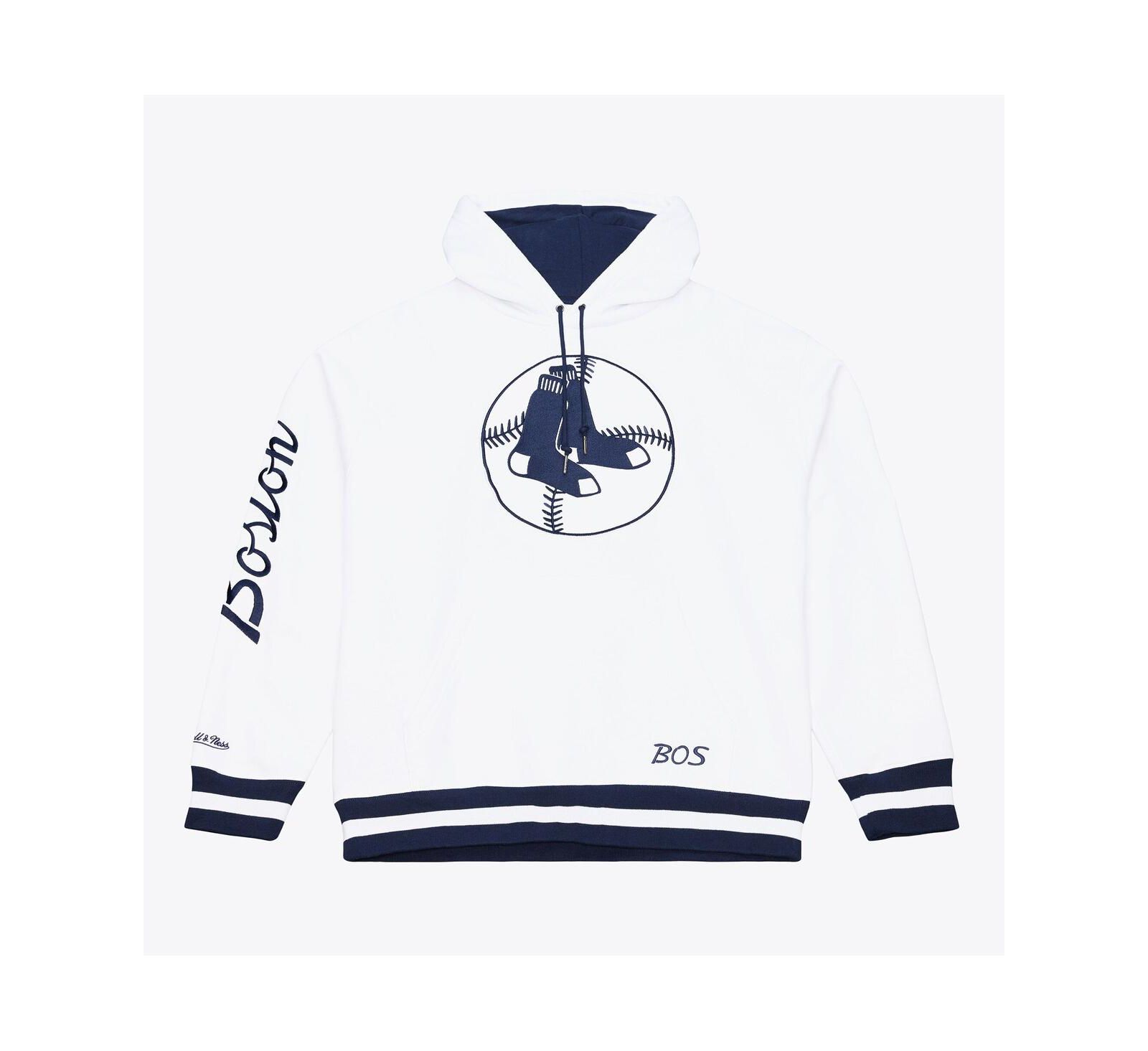 Мужское флисовое худи Mitchell & Ness White Boston Red Sox Cooperstown Collection