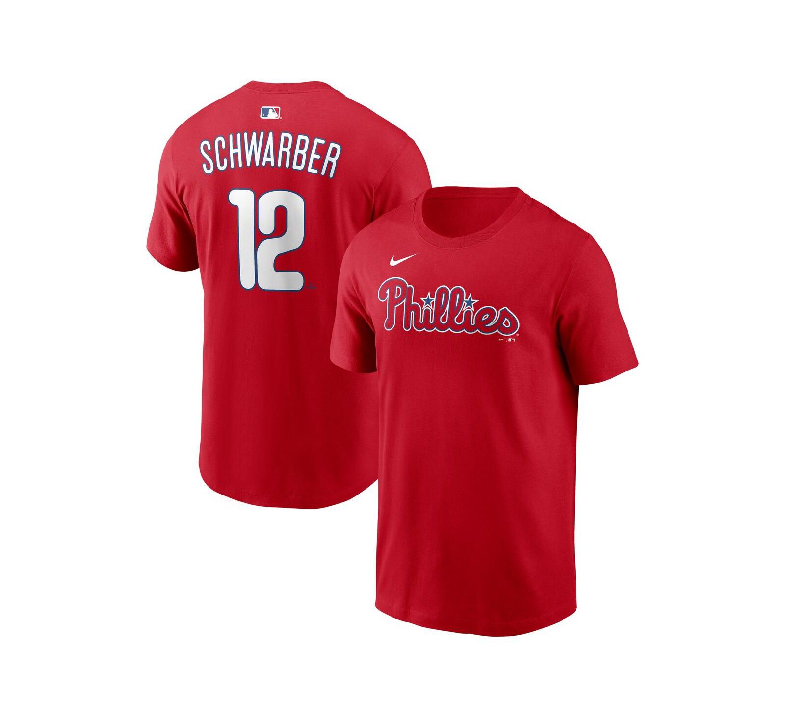 Мужская футболка Nike Red Kyle Schwarber Philadelphia Phillies Name & Number