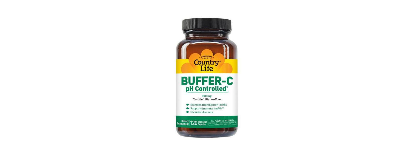 Биодобавка Country Life Buffer-C pH Controlled, 500 mg, 120 Caps