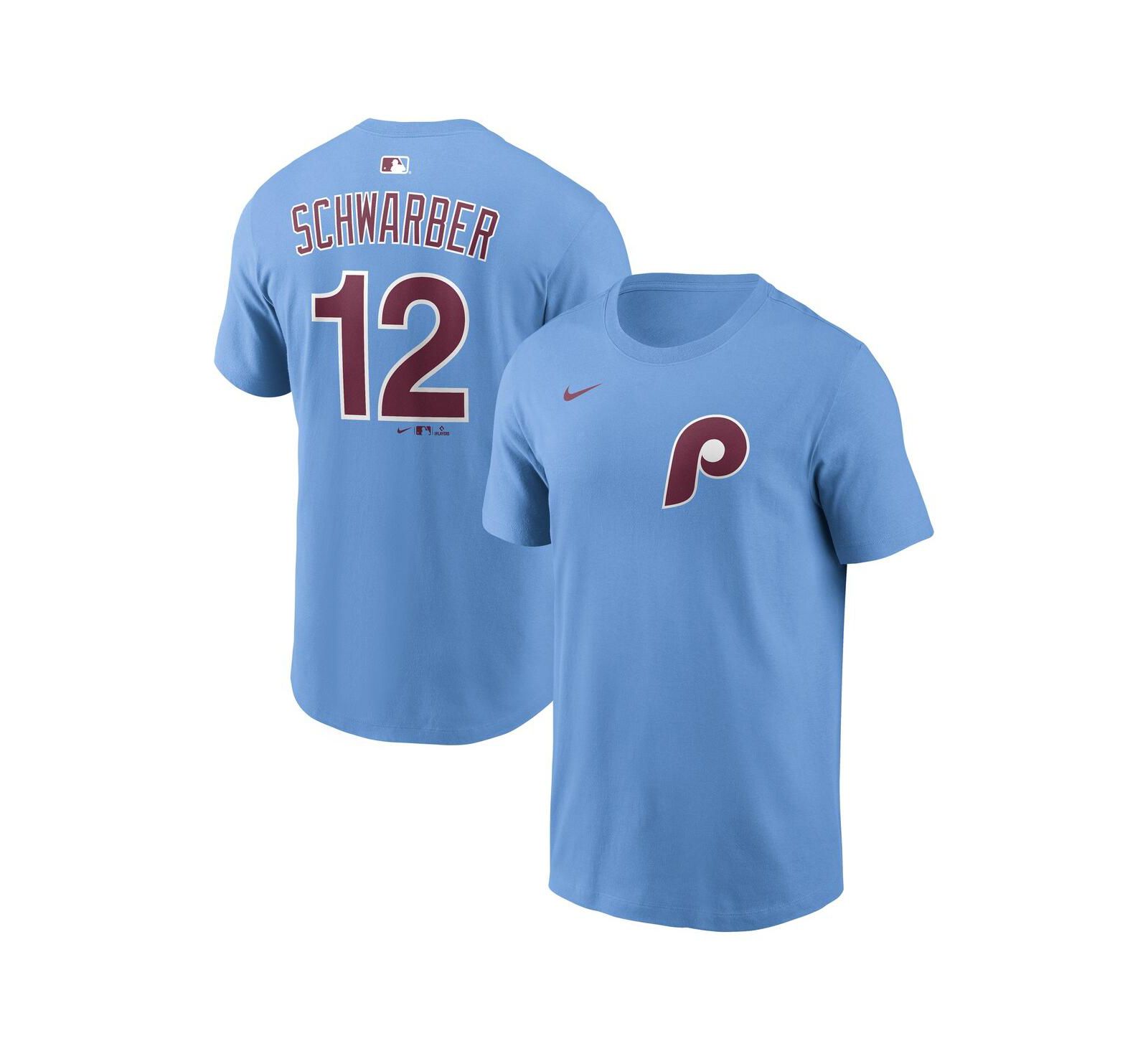 Мужская футболка Nike Kyle Schwarber Philadelphia Phillies светло-голубая с именем и номером