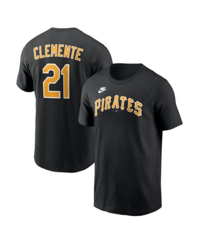 Мужская футболка Nike Roberto Clemente Black Pittsburgh Pirates Cooperstown Collection с именем и номером