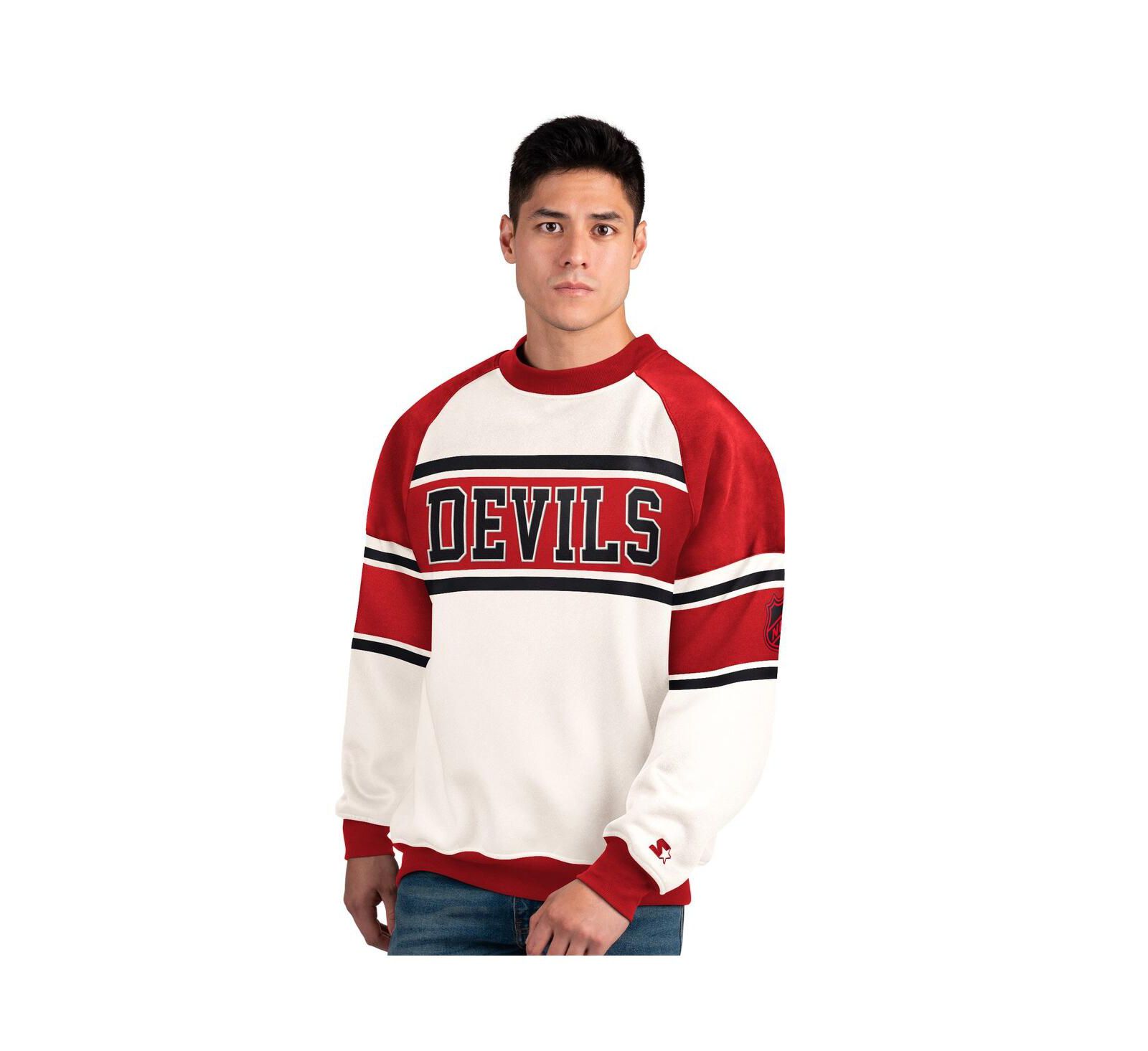 Мужской свитшот Starter White New Jersey Devils Defense Fleece Crewneck