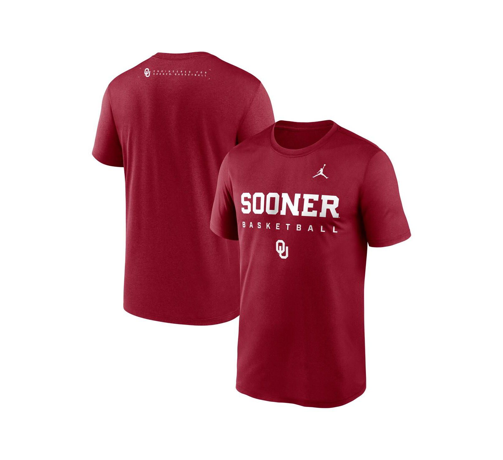 Мужская футболка Jordan Oklahoma Sooners 2025 Courtside Basketball Legend Dri-FIT, малиновая
