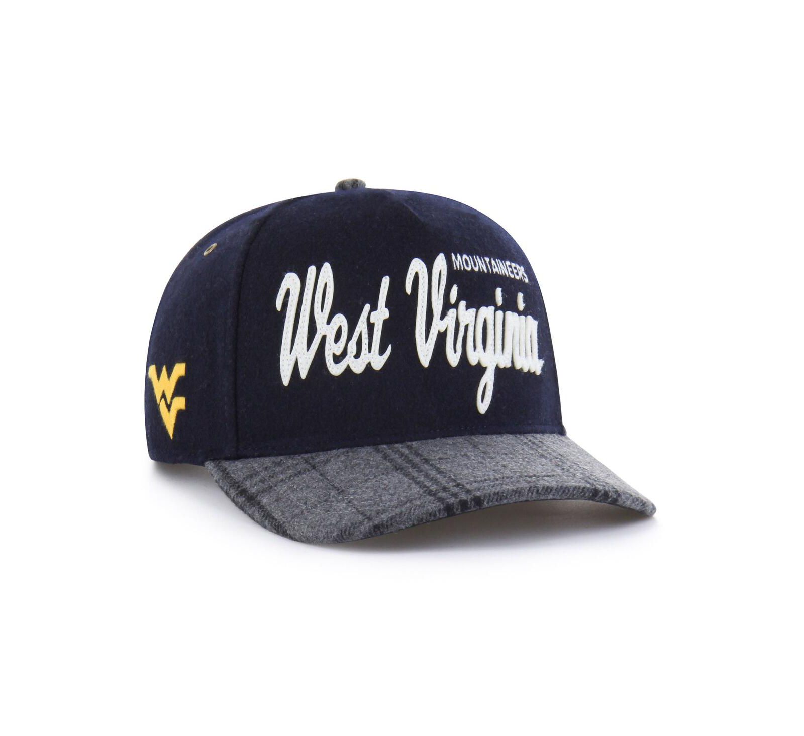 '47 Brand мужская и женская кепка Hitch регулируемая, Navy West Virginia Mountaineers Windowpane Plaid Collection