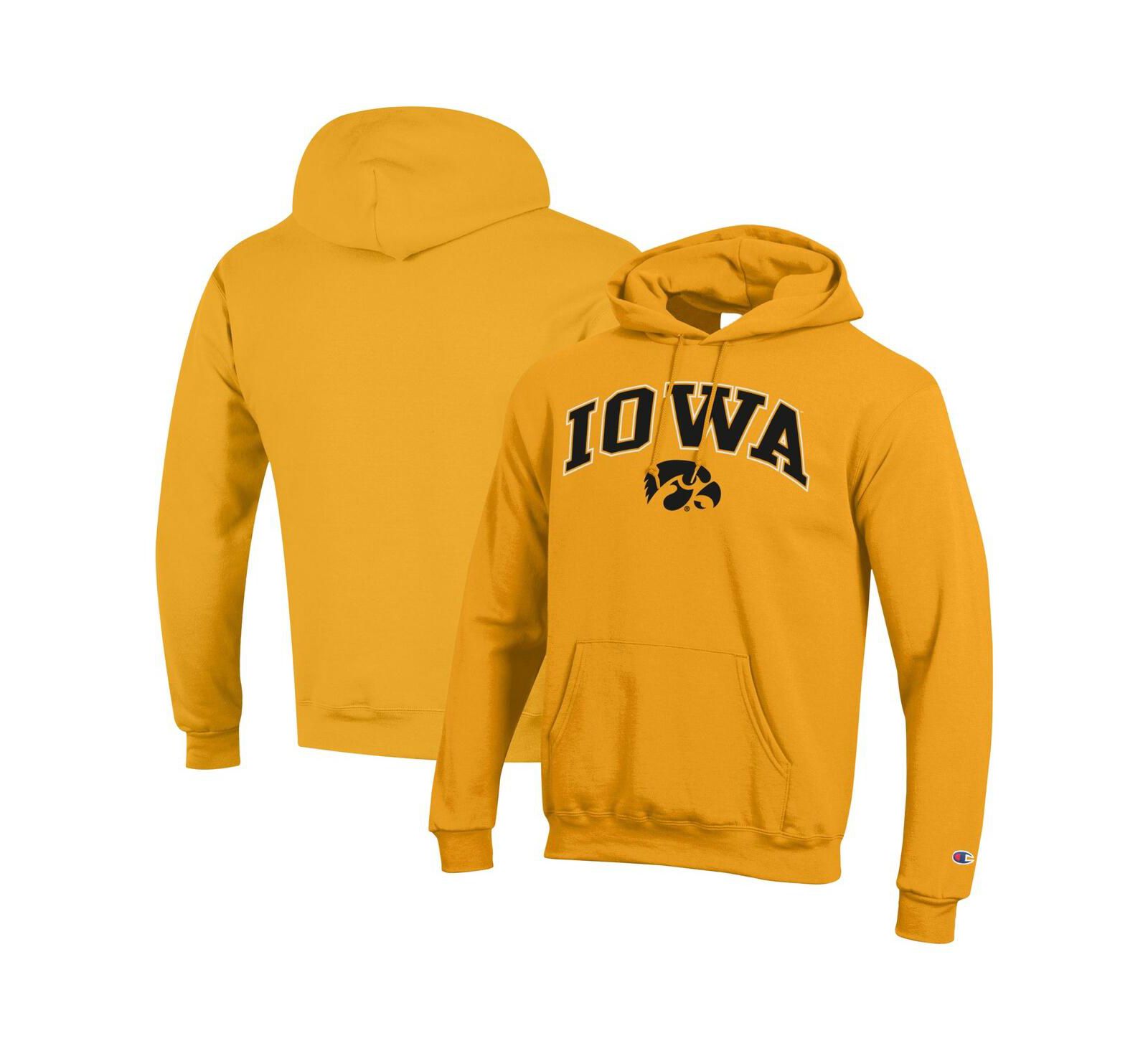 Мужское худи Champion Gold Iowa Hawkeyes Arch Over Logo Pullover