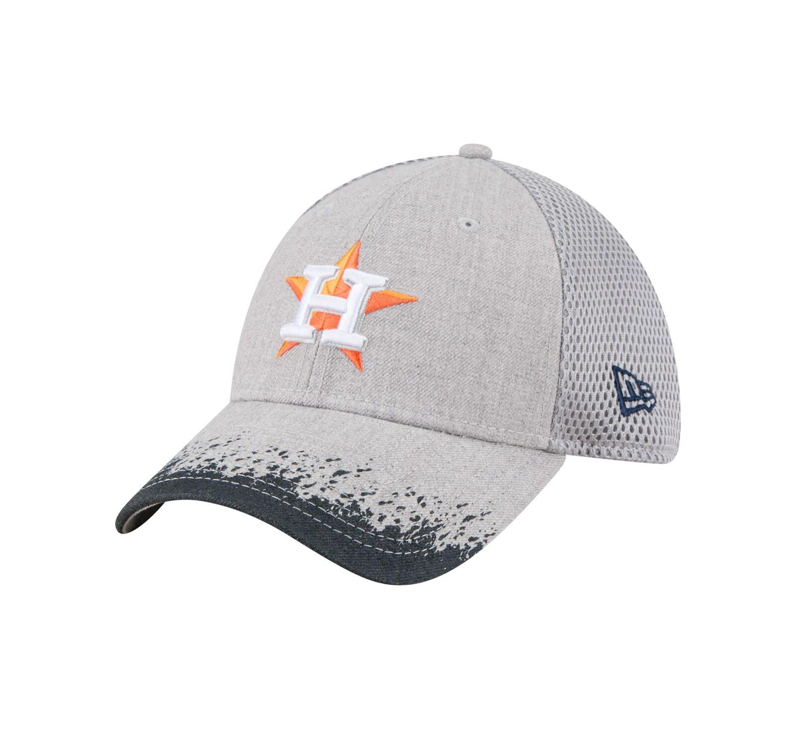 New Era Men's Gray Houston Astros Visor Paint Splatter 39THIRTY Flex Hat