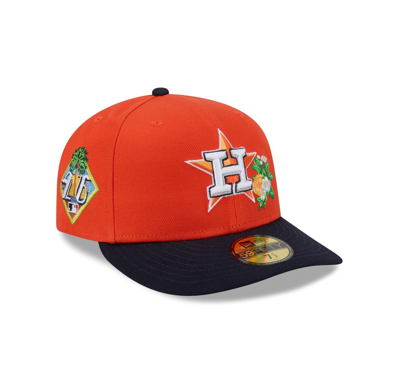 Мужская кепка New Era Orange/Navy Houston Astros 2026 Spring Training 59FIFTY Fitted