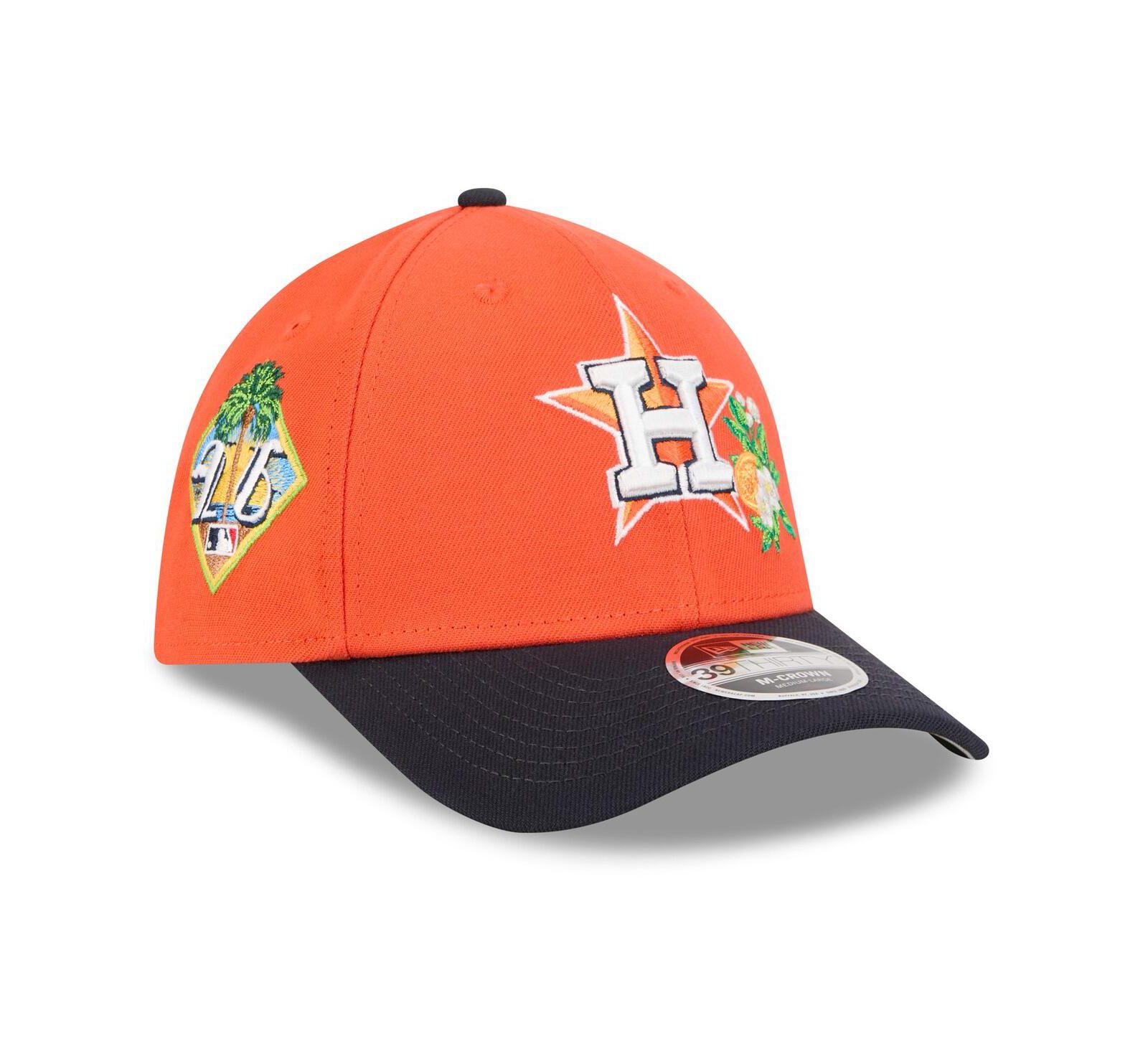 Мужская кепка New Era Houston Astros 2026 Spring Training M-Crown 39THIRTY Flex, Orange/Navy