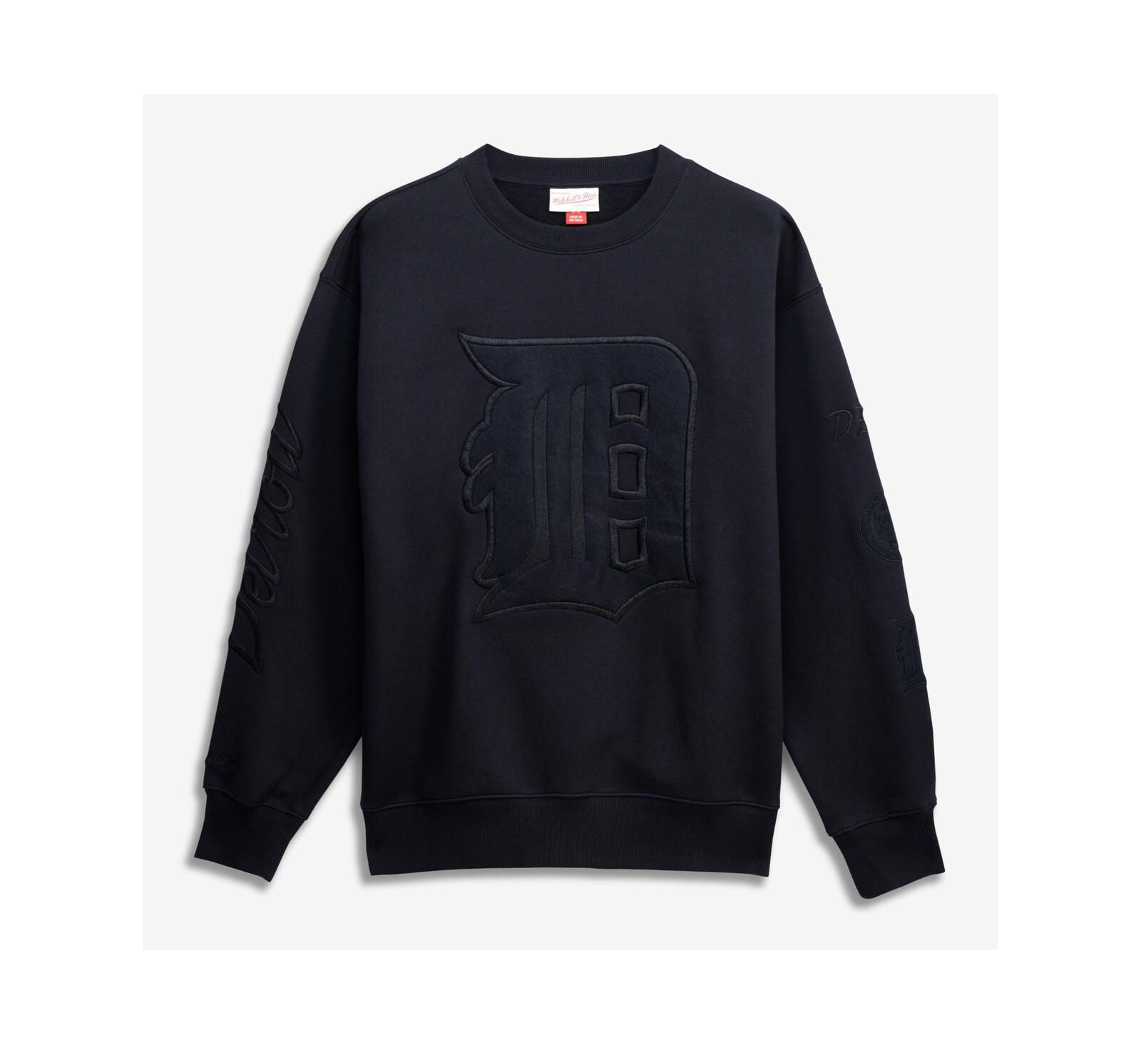 Mitchell & Ness Men's Black Detroit Tigers Phantom Fleece Crewneck Sweatshirt