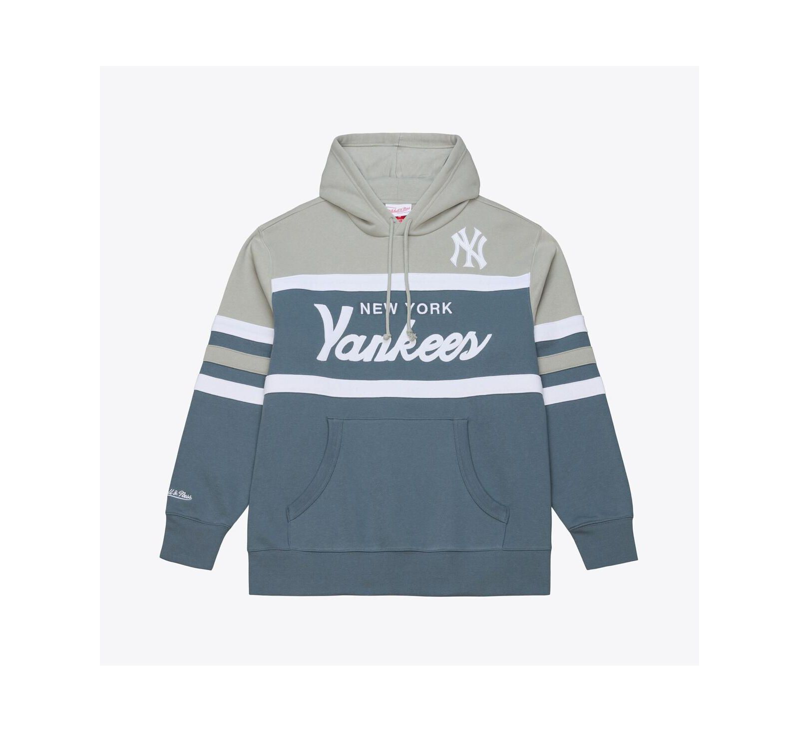 Mitchell & Ness Men's Gray New York Yankees Cooperstown Collection Thunderstorm Head Coach Hoodie