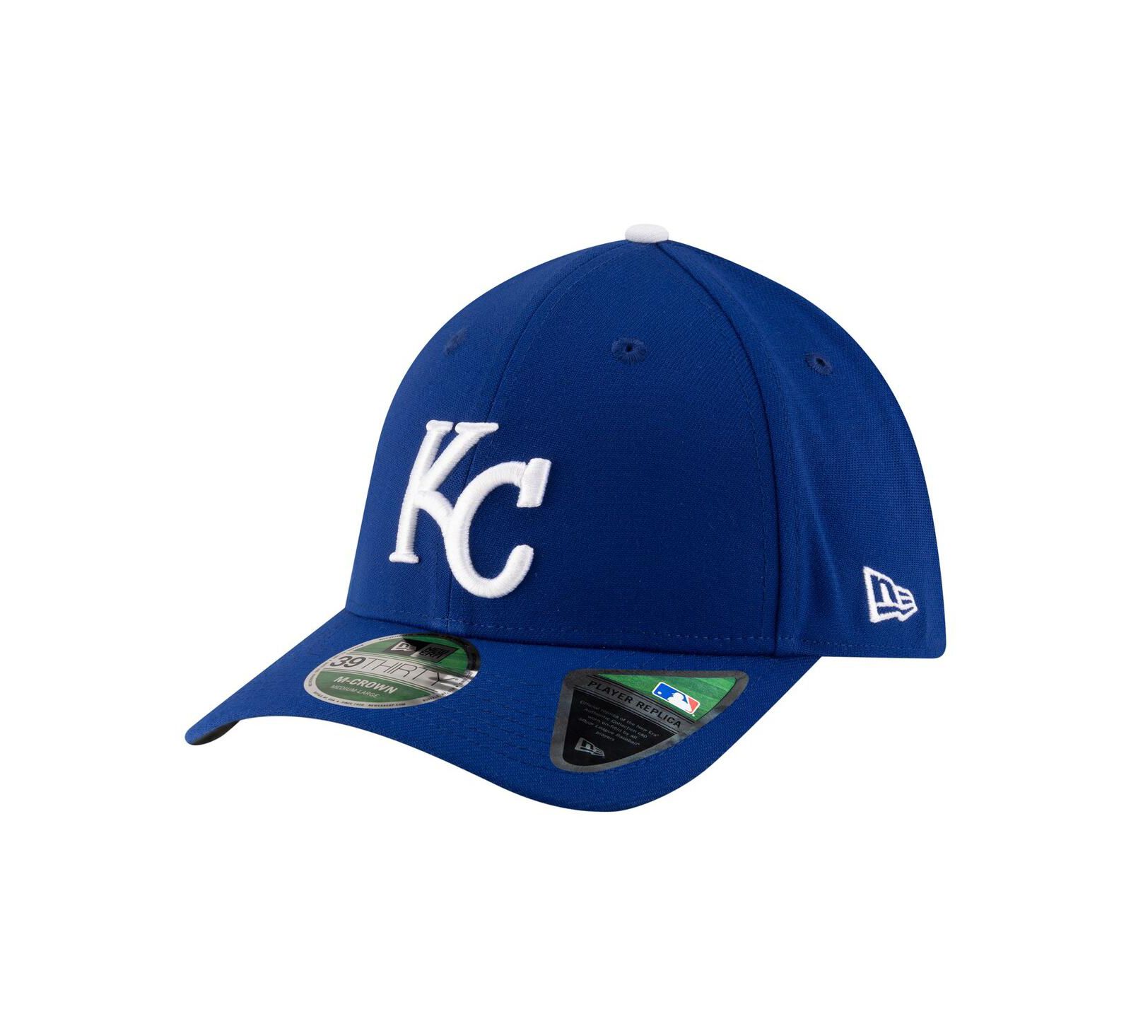 New Era Men's Royal Kansas City Royals Player Replica 39THIRTY M-Crown Flex Hat
