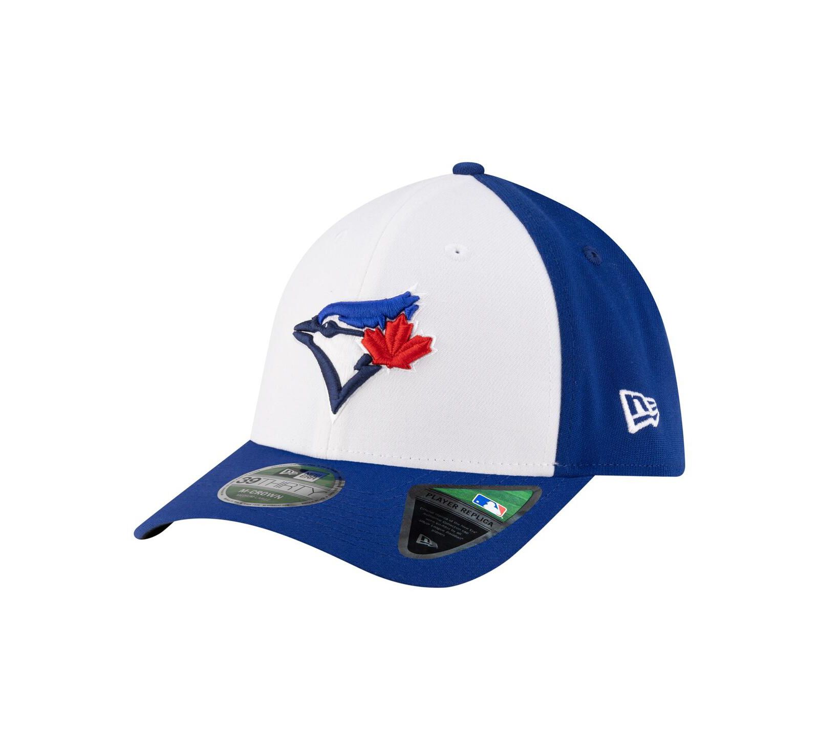 Мужская кепка New Era Toronto Blue Jays Player Replica 39THIRTY M-Crown Flex, белая/синяя