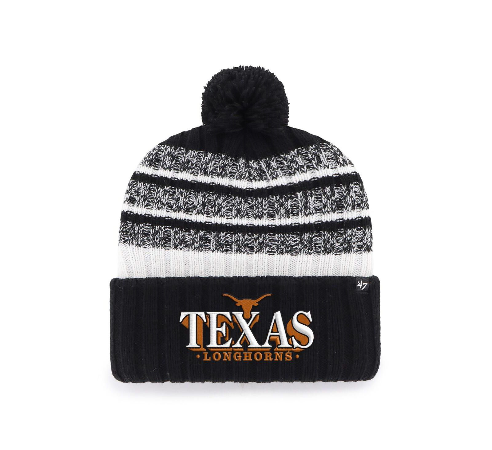 '47 Brand Men's Black Texas Longhorns Tavern Cuffed Knit Hat with Pom