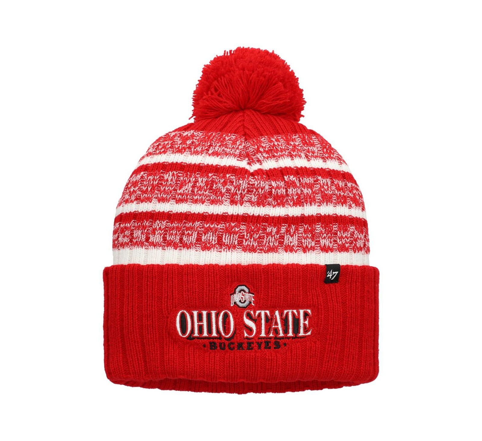 '47 Brand Men's Scarlet Ohio State Buckeyes Tavern Cuffed Knit Hat with Pom