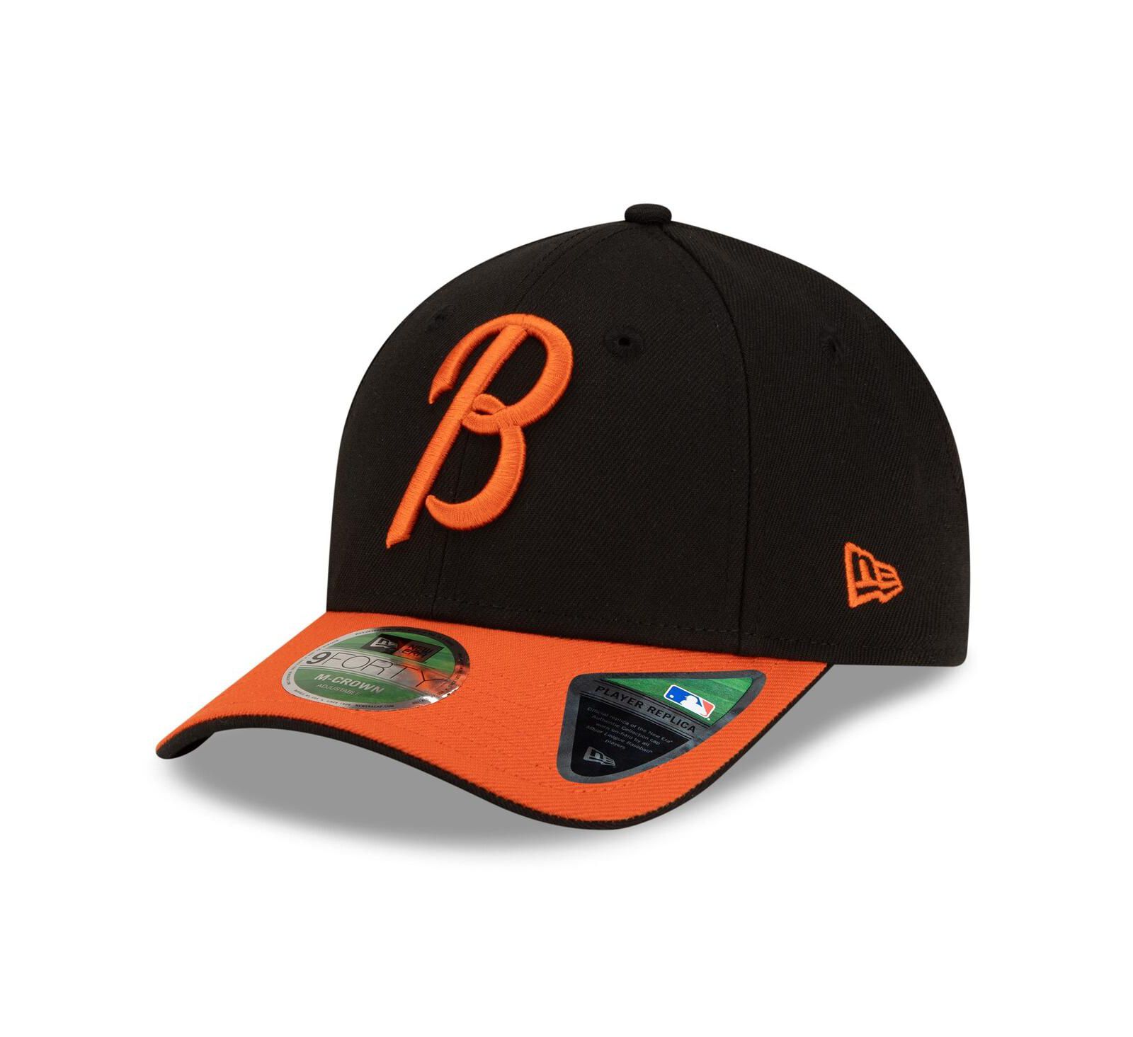 New Era Men's Black/Orange Baltimore Orioles Player Replica 9FORTY Adjustable Hat